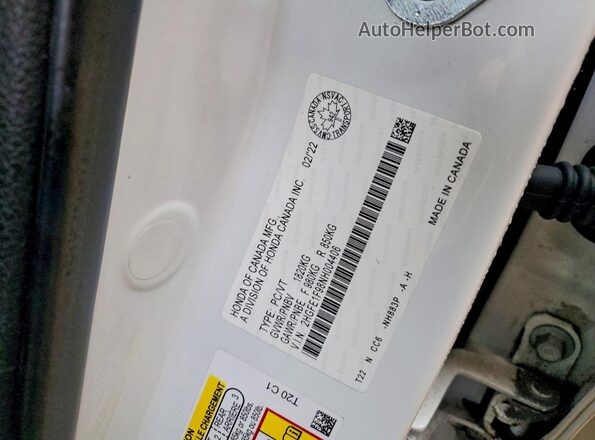 2HGFE1F98NH004406 2022 HONDA CIVIC Белый Вид подкапотного пространства