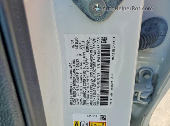 2HGFE1F98PH308788 2023 HONDA CIVIC White ძრავის განყოფილების ხედი