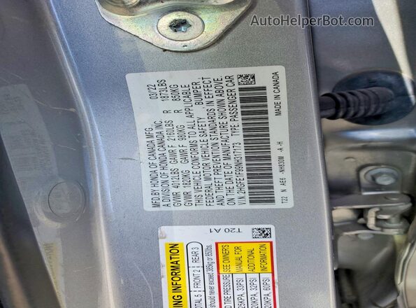 2HGFE1F99NH317173 2022 HONDA CIVIC Silver Engine compartment view