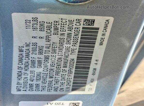 2HGFE1F99PH300294 2023 HONDA CIVIC Blue Widok komory silnika