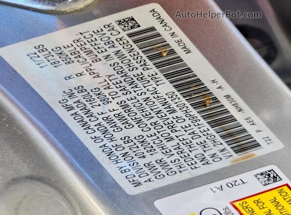 2HGFE1F99PH301350 2023 HONDA CIVIC Silver VIN sticker view