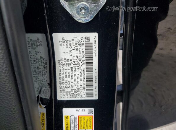2HGFE2F21NH520356 2022 HONDA CIVIC Black Vista del compartimento del motor