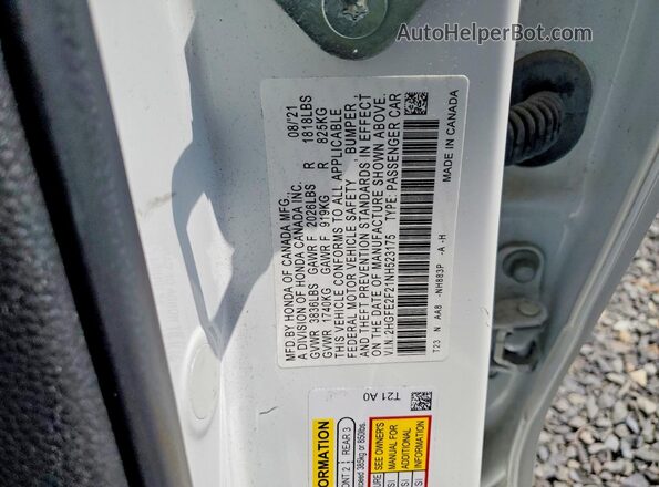 2HGFE2F21NH523175 2022 HONDA CIVIC White Вид підкапотного простору