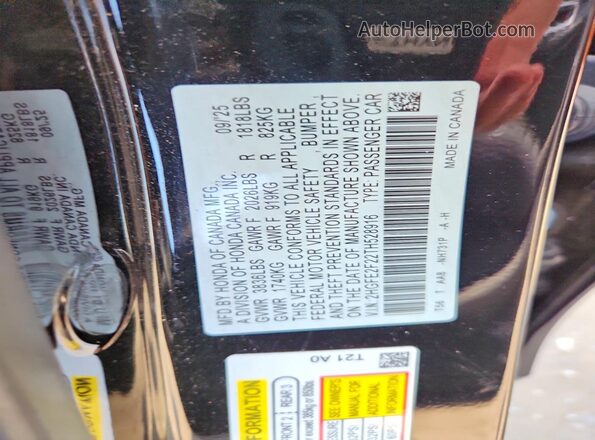 2HGFE2F22TH528916 2026 HONDA CIVIC Black ძრავის განყოფილების ხედი
