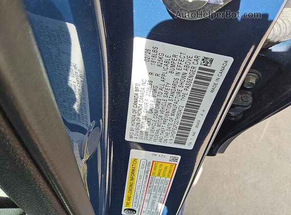 2HGFE2F22TH563472 2026 HONDA CIVIC Blue Vista del compartimento del motor