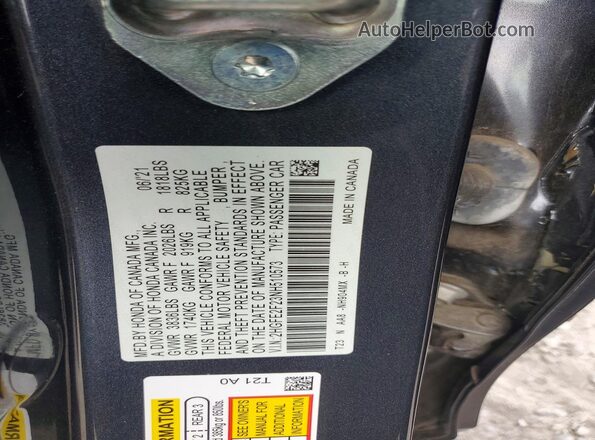 2HGFE2F23NH510573 2022 HONDA CIVIC Charcoal Vista del compartimento del motor