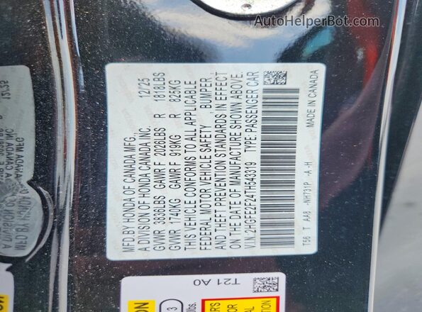 2HGFE2F24TH543319 2026 HONDA CIVIC Black Вид наклейки з VIN-кодом