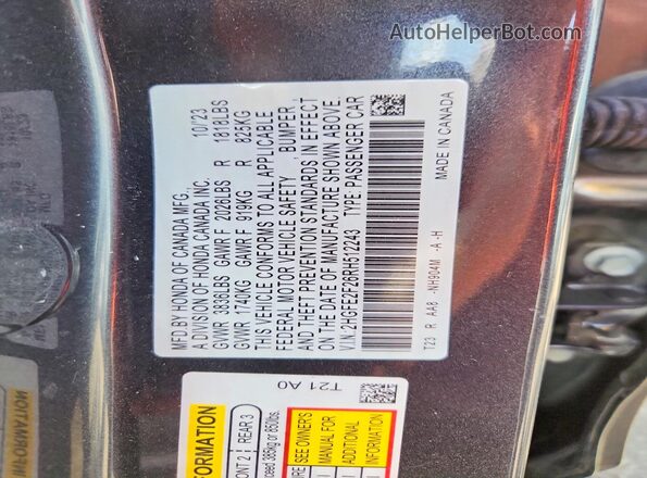 2HGFE2F26RH512243 2024 HONDA CIVIC Серый Вид подкапотного пространства
