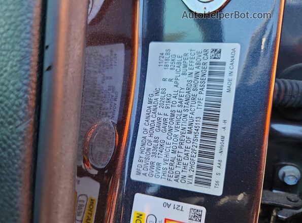 2HGFE2F27SH545113 2025 HONDA CIVIC Gray Вид підкапотного простору