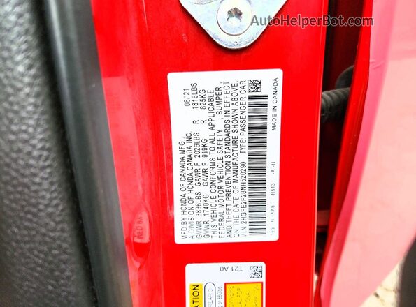 2HGFE2F28NH520290 2022 HONDA CIVIC Red VIN sticker view