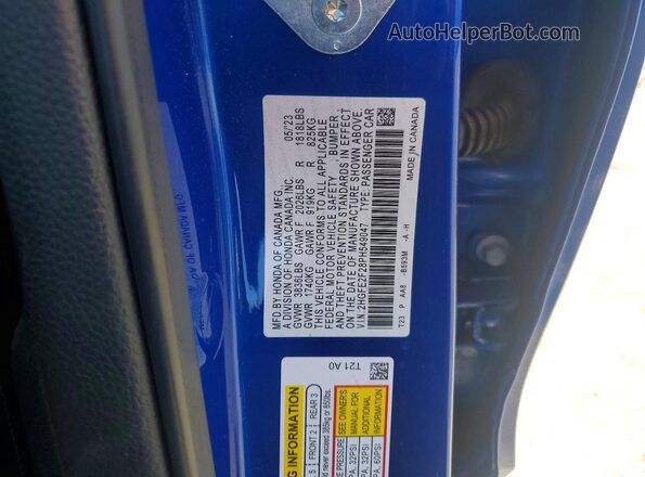 2HGFE2F28PH549047 2023 HONDA CIVIC Синий Вид подкапотного пространства