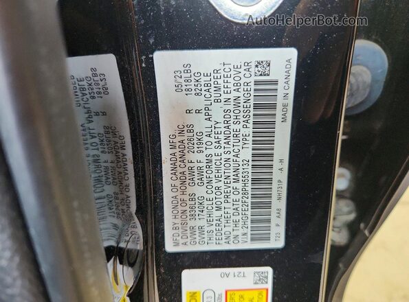 2HGFE2F28PH553132 2023 HONDA CIVIC Black Շարժիչի բաժամունքի տեսք