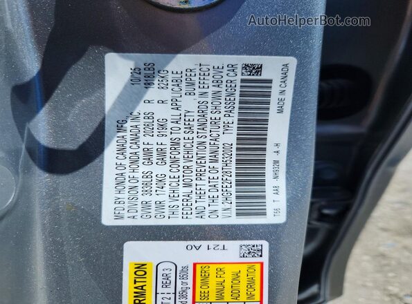 2HGFE2F28TH532002 2026 HONDA CIVIC Silver Widok komory silnika