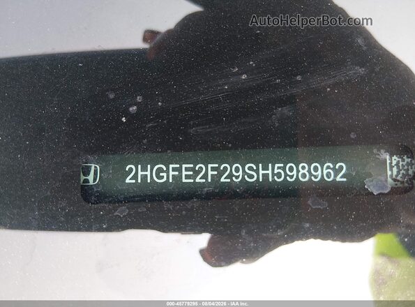 2HGFE2F29SH598962 2025 HONDA CIVIC Black Շարժիչի բաժամունքի տեսք