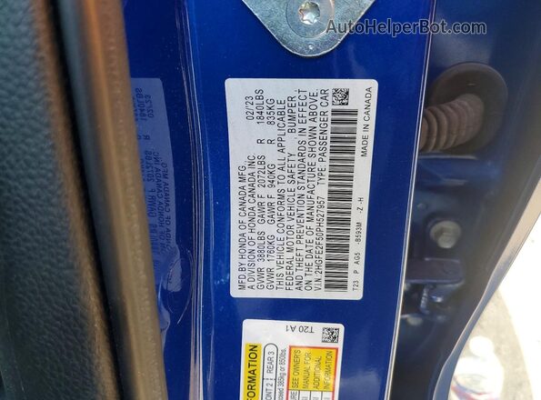 2HGFE2F50PH527957 2023 HONDA CIVIC Blue Widok komory silnika