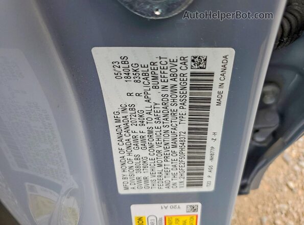 2HGFE2F50PH548372 2023 HONDA CIVIC Gray Շարժիչի բաժամունքի տեսք