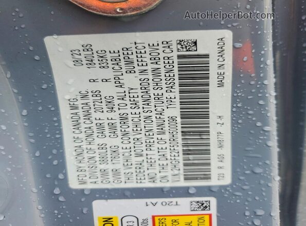 2HGFE2F50RH500096 2024 HONDA CIVIC Gray Engine compartment view
