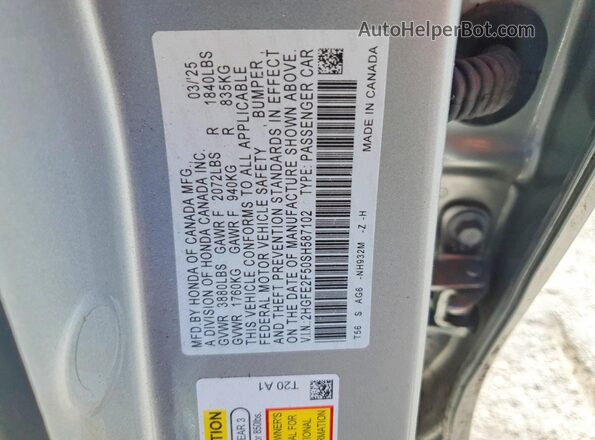2HGFE2F50SH587102 2025 HONDA CIVIC Silver 
