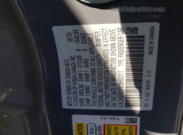 2HGFE2F51SH523117 2025 HONDA CIVIC Gray Widok naklejki z numerem VIN