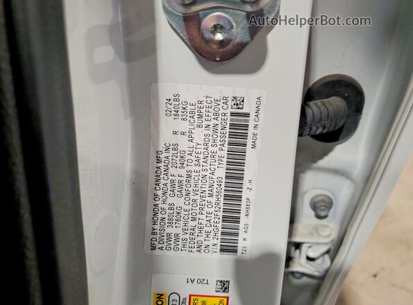 2HGFE2F52RH560493 2024 HONDA CIVIC Белый Вид наклейки с VIN-кодом