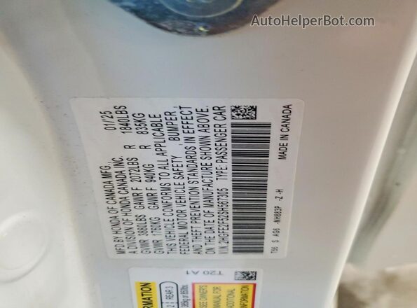 2HGFE2F52SH567305 2025 HONDA CIVIC White Widok komory silnika
