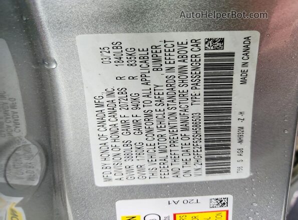2HGFE2F52SH586503 2025 HONDA CIVIC Silver ძრავის განყოფილების ხედი