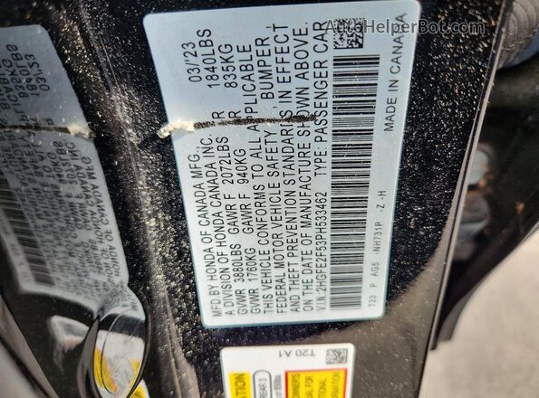2HGFE2F53PH533462 2023 HONDA CIVIC Black Engine compartment view