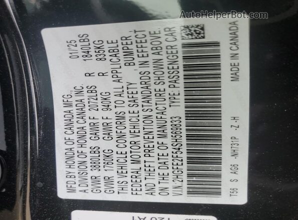 2HGFE2F54SH569833 2025 HONDA CIVIC Black Widok komory silnika