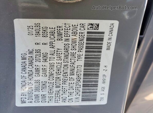 2HGFE2F54SH570173 2025 HONDA CIVIC Серый Вид наклейки с VIN-кодом