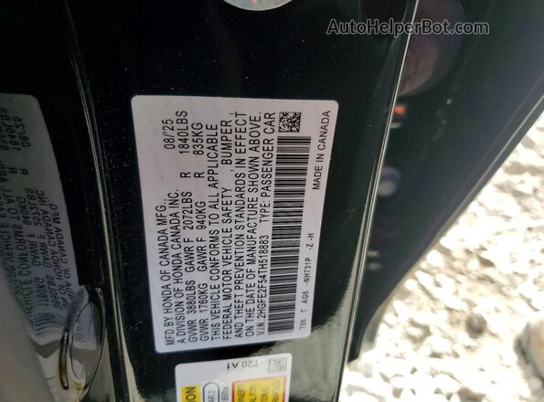 2HGFE2F54TH518883 2026 HONDA CIVIC Black Engine compartment view