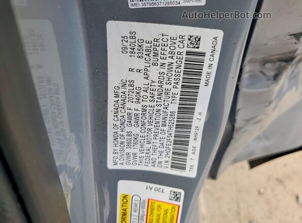 2HGFE2F54TH525266 2026 HONDA CIVIC Gray Widok komory silnika