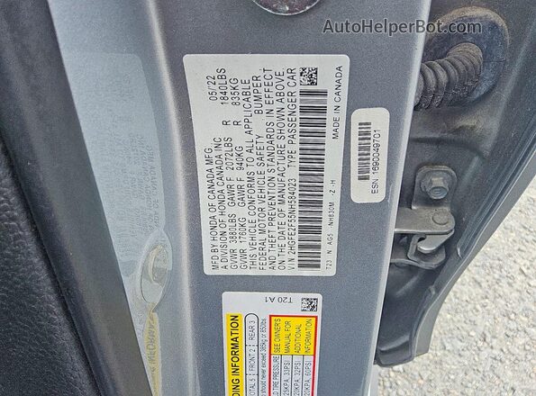 2HGFE2F55NH584023 2022 HONDA CIVIC Серебряный Вид подкапотного пространства