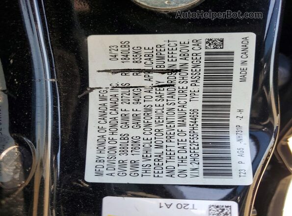 2HGFE2F55PH544656 2023 HONDA CIVIC Black Widok naklejki z numerem VIN