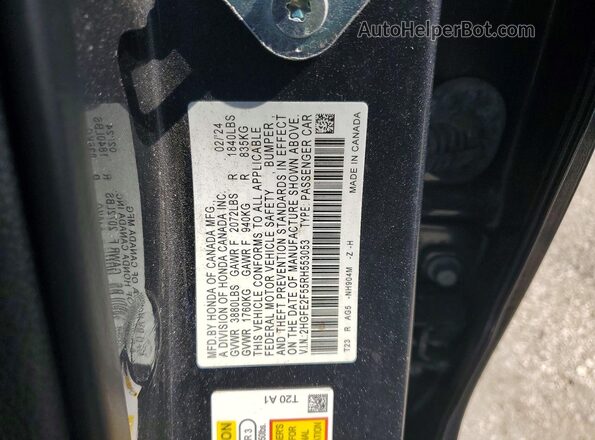 2HGFE2F55RH553053 2024 HONDA CIVIC Gray VIN կոդի պիտակի տեսք