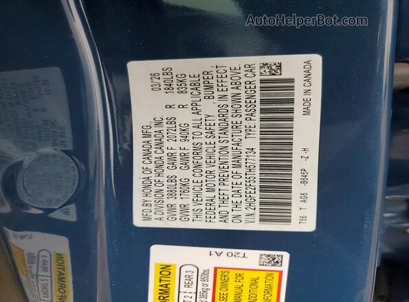 2HGFE2F55TH577134 2026 HONDA CIVIC Blue Engine compartment view