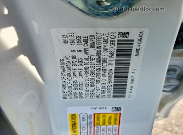 2HGFE2F56NH606014 2022 HONDA CIVIC Белый Вид подкапотного пространства