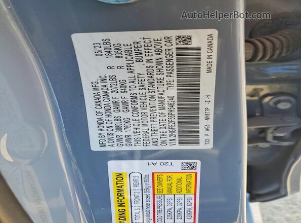 2HGFE2F56PH546240 2023 HONDA CIVIC Gray Շարժիչի բաժամունքի տեսք