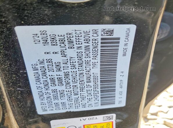 2HGFE2F56SH556517 2025 HONDA CIVIC Black Vista del compartimento del motor