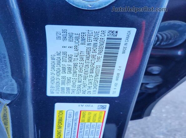 2HGFE2F57NH533753 2022 HONDA CIVIC Gray Շարժիչի բաժամունքի տեսք