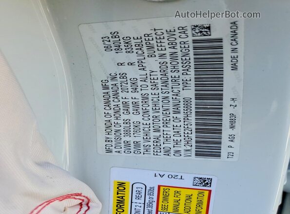 2HGFE2F57PH556680 2023 HONDA CIVIC White Շարժիչի բաժամունքի տեսք