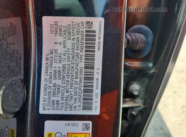 2HGFE2F57RH518840 2024 HONDA CIVIC Gray Շարժիչի բաժամունքի տեսք