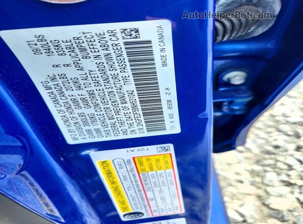 2HGFE2F58NH531042 2022 HONDA CIVIC Blue Engine compartment view