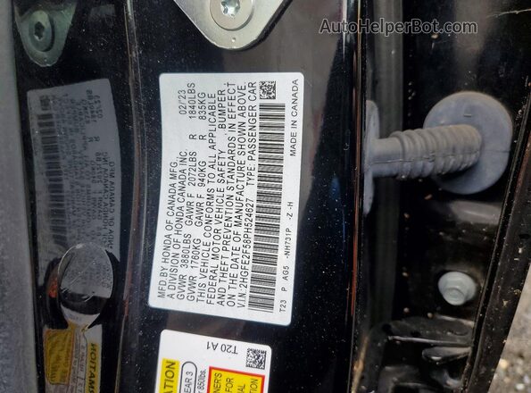 2HGFE2F58PH524627 2023 HONDA CIVIC Black ძრავის განყოფილების ხედი