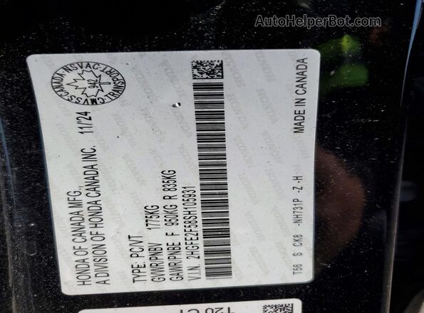 2HGFE2F58SH105931 2025 HONDA CIVIC Black VIN կոդի պիտակի տեսք
