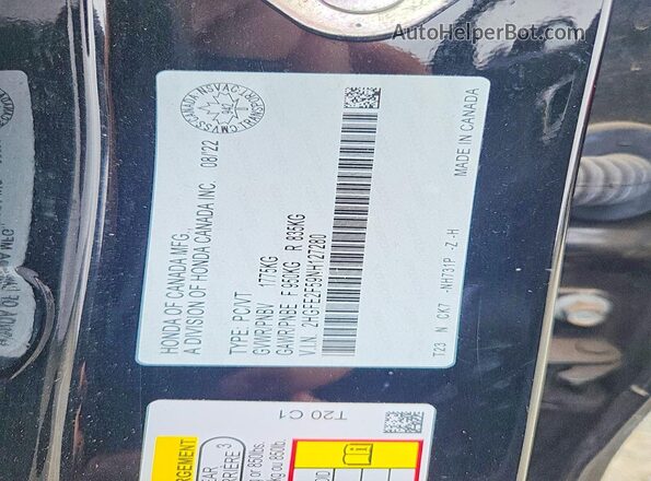 2HGFE2F59NH127280 2022 HONDA CIVIC Black Engine compartment view