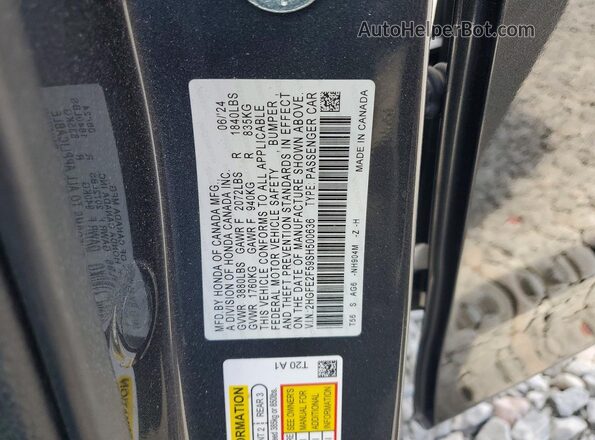 2HGFE2F59SH500636 2025 HONDA CIVIC Charcoal Widok komory silnika