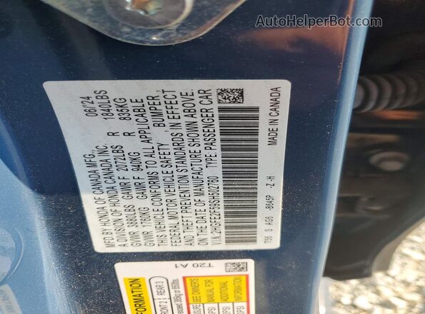 2HGFE2F59SH502760 2025 HONDA CIVIC Blue Вид підкапотного простору