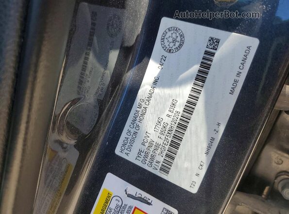 2HGFE2F5XNH120208 2022 HONDA CIVIC Gray ძრავის განყოფილების ხედი
