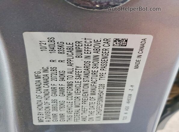 2HGFE2F5XNH541328 2022 HONDA CIVIC Серебряный Вид подкапотного пространства