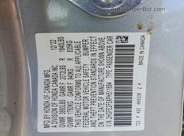 2HGFE2F5XPH511684 2023 HONDA CIVIC Silver Engine compartment view